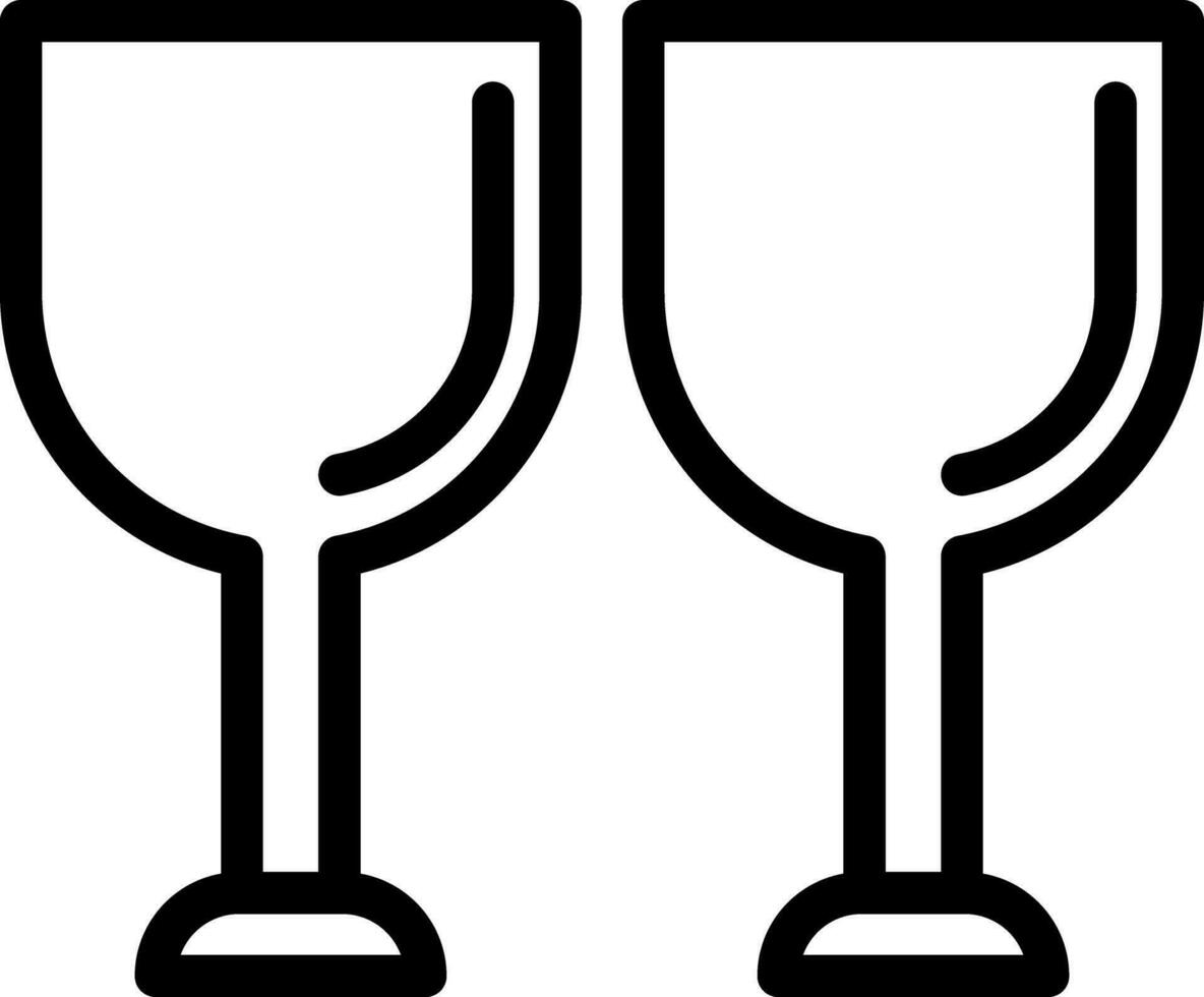 vino lentes icono en Delgado línea Arte. vector