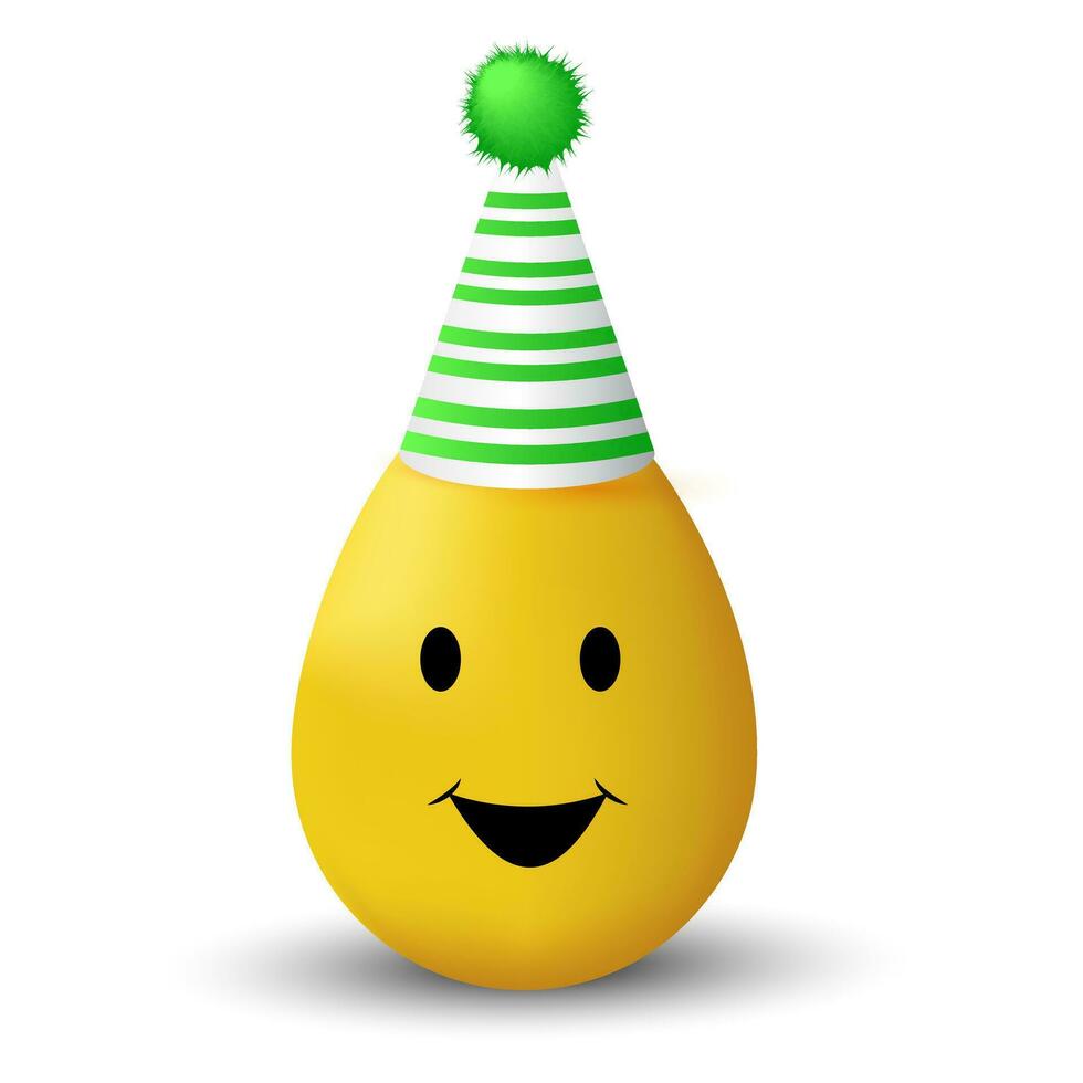 Isolated egg with happy face expression wearing party hat. vector