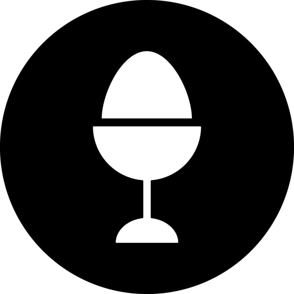 Black and White illustration of boiled egg glass icon. vector