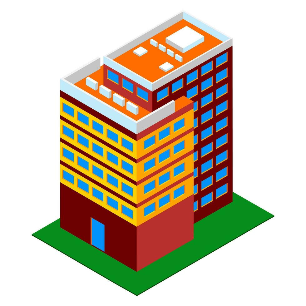 Isometric school building icon in 3d style. vector