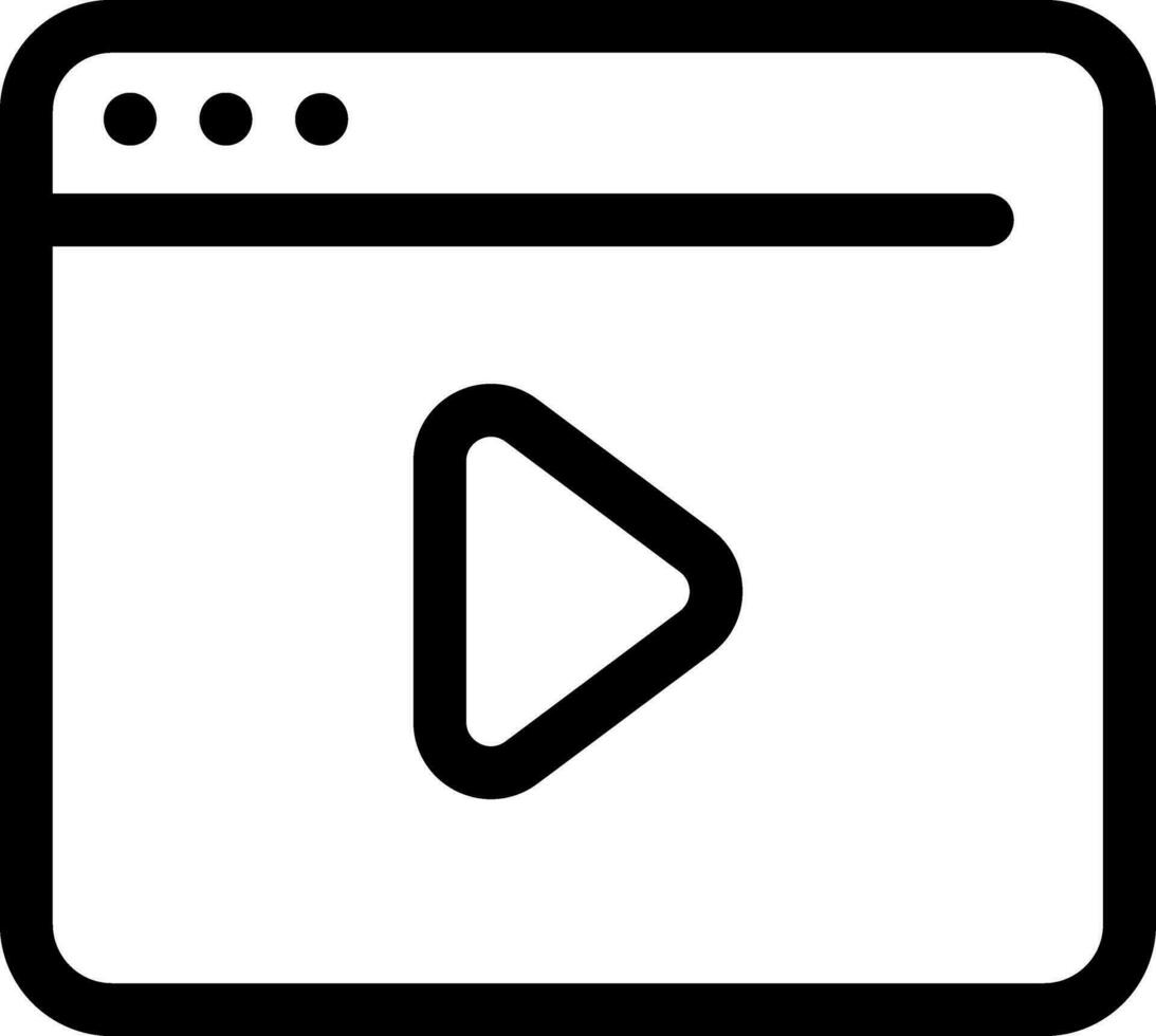 Online video play icon in black line art. vector