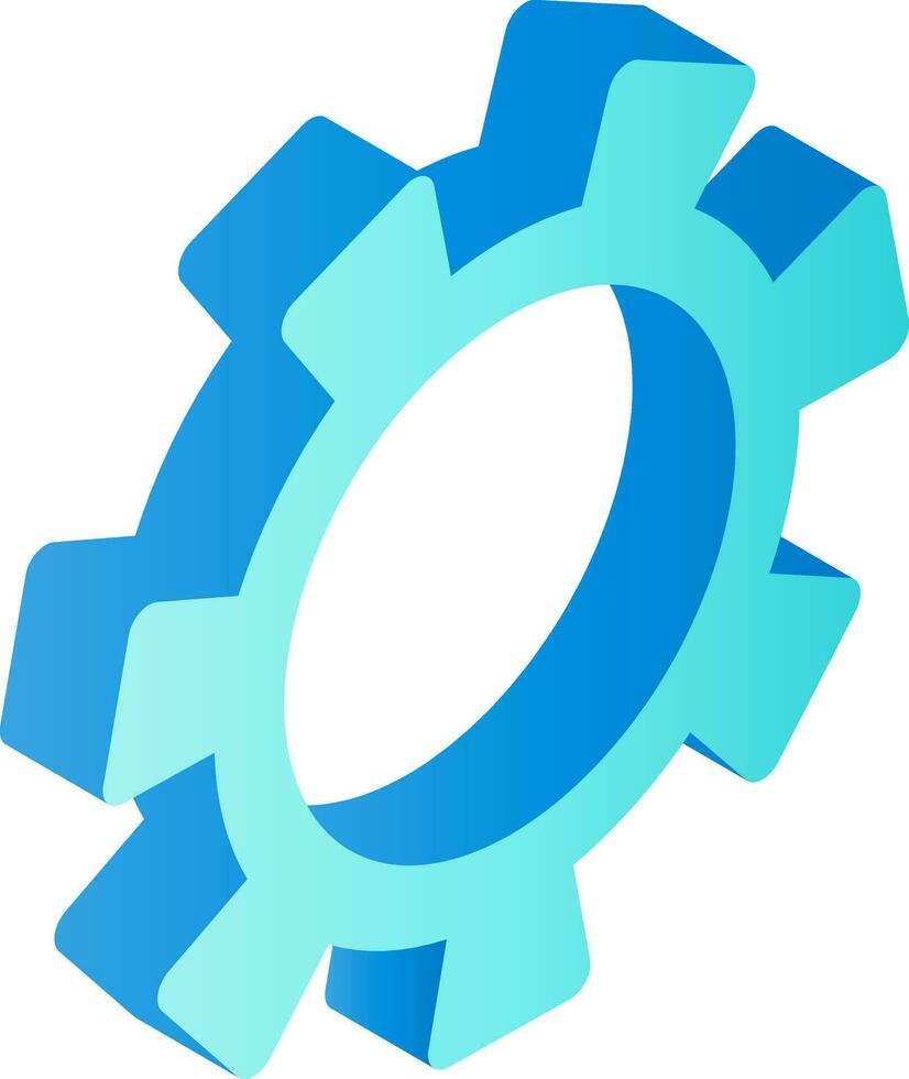 3D isometric illustration of a blue gear or setting icon. vector
