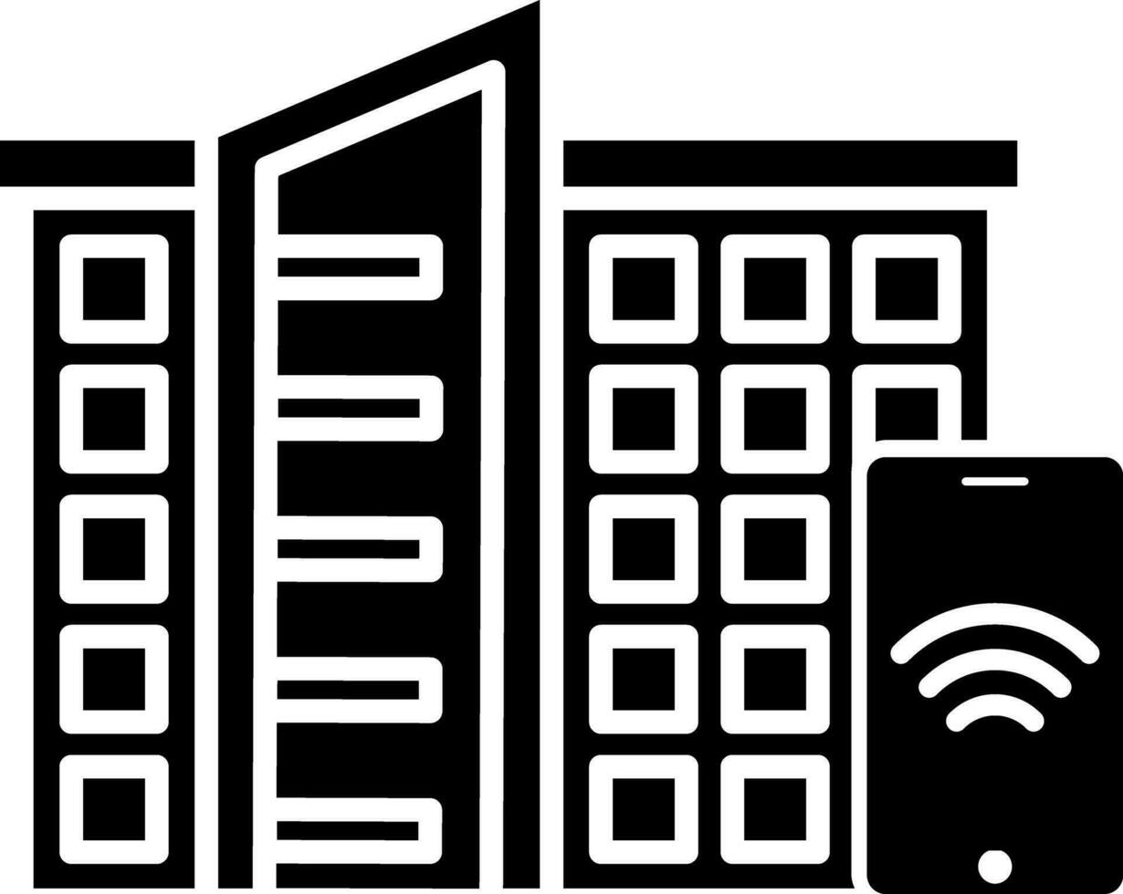 Building connected smartphone icon for future technology concept. vector