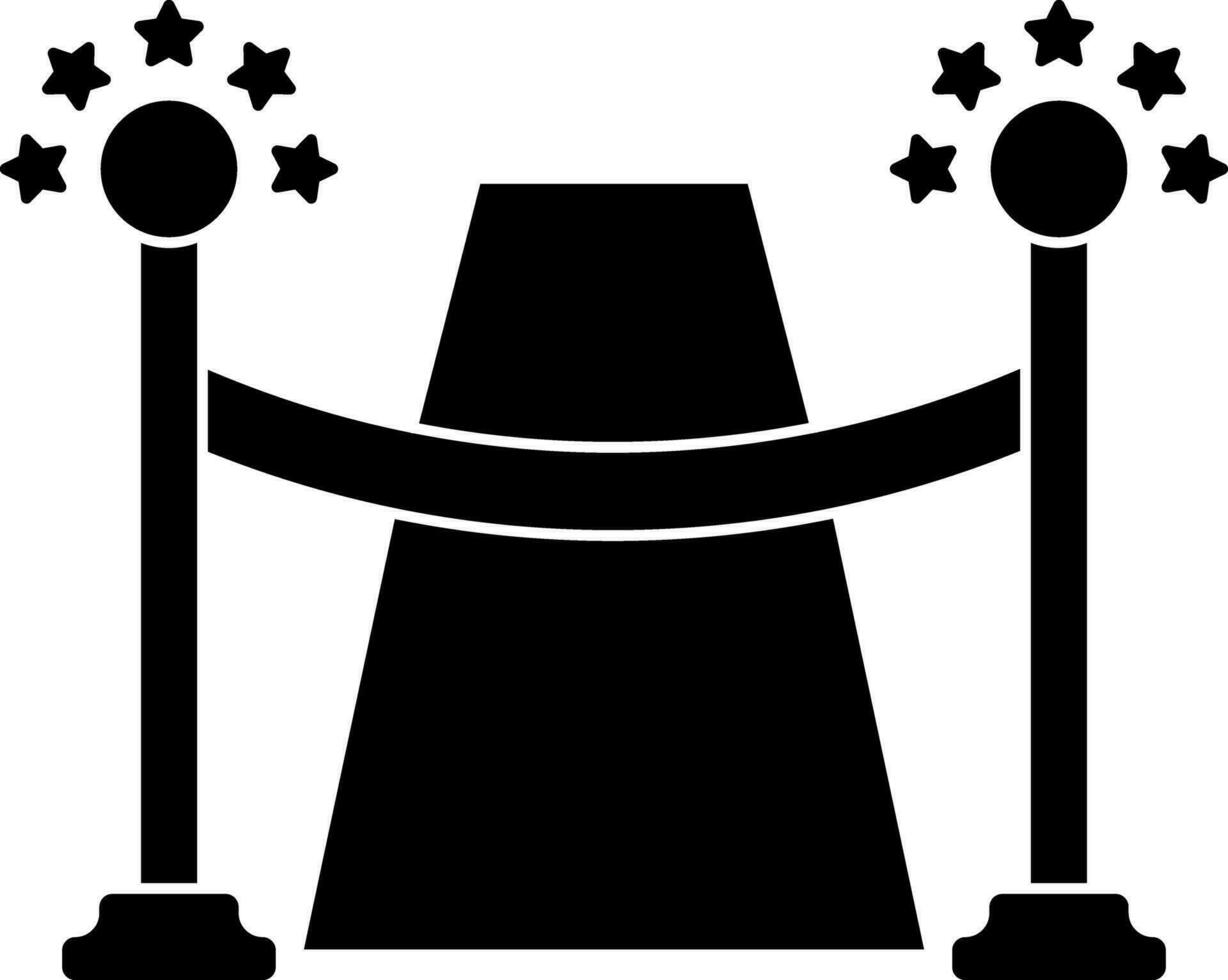 Black and White red carpet icon in glyph style. vector