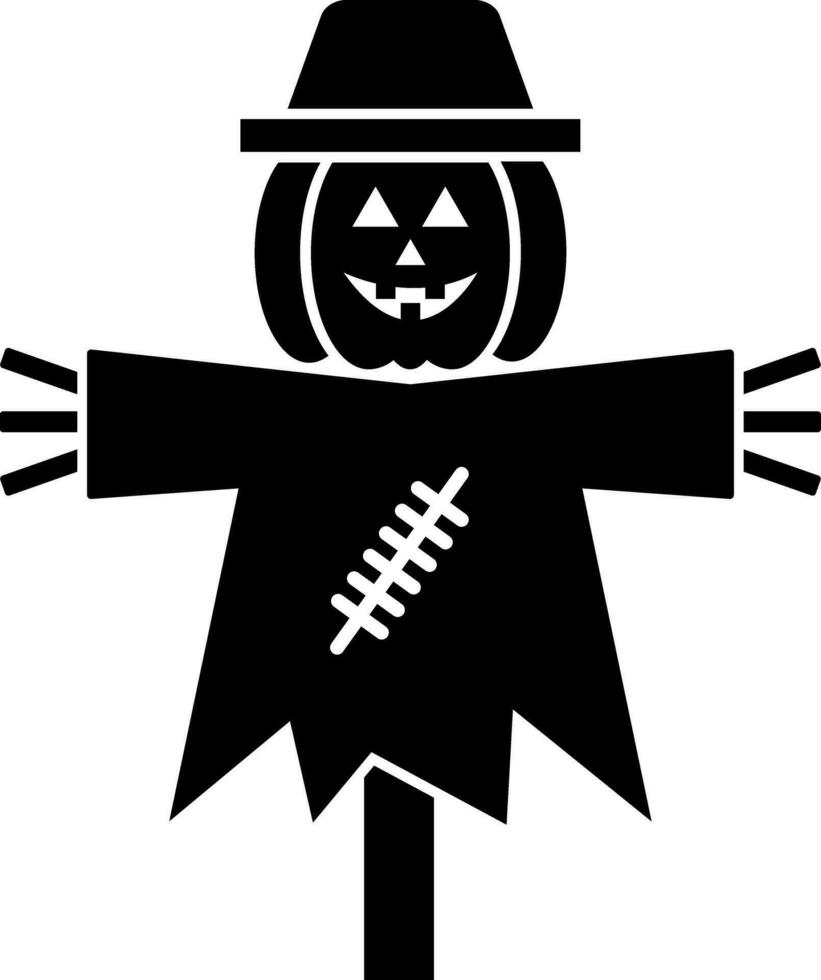 Vector illustration of pumpkin scarecrow icon.