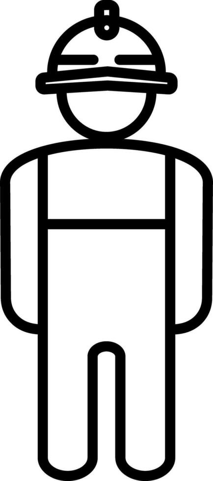 Character of engineer in black line art. vector