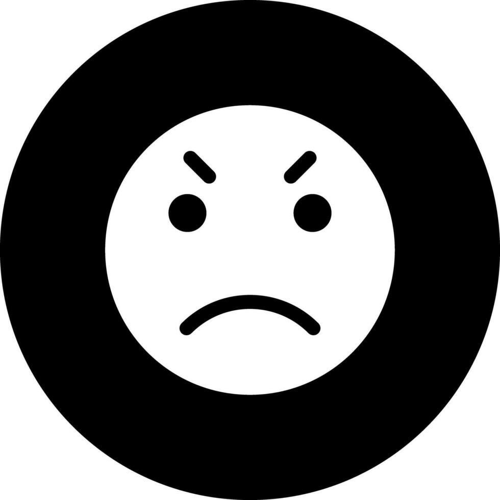Angry emoji face glyph icon in flat style. vector