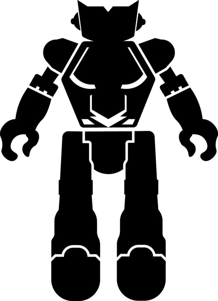 negro y blanco robot icono en plano estilo. vector