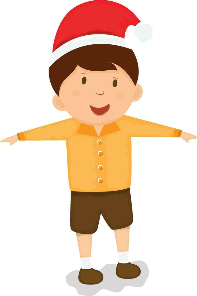 Character of boy wearing hat. vector