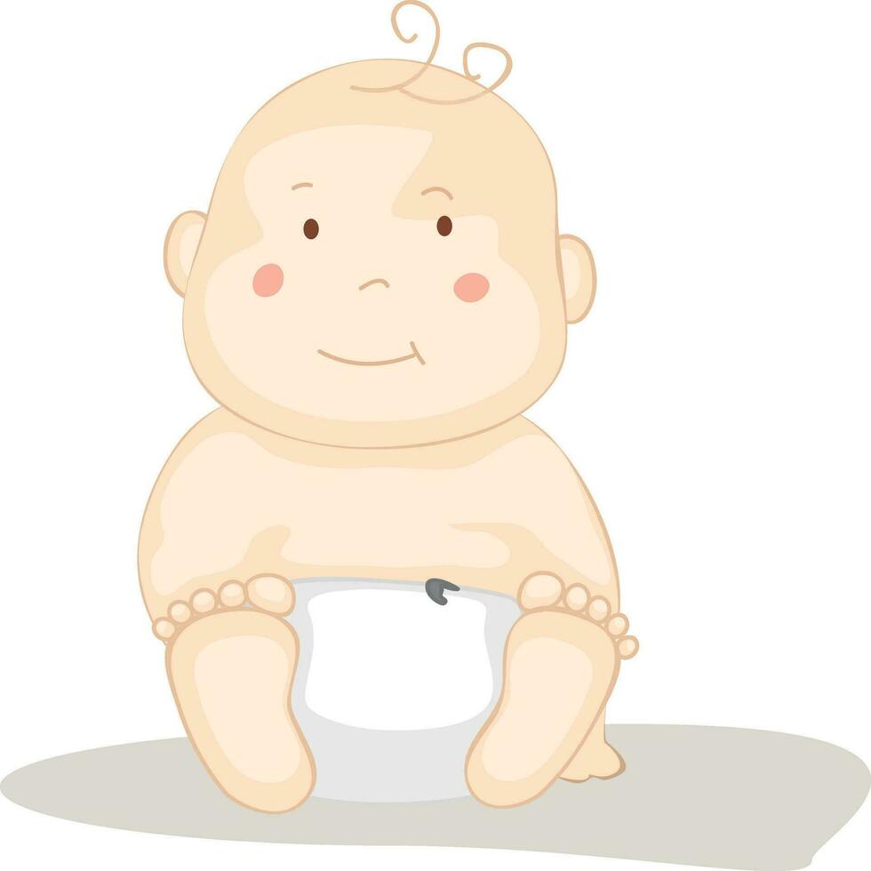 Cute Baby character in sitting pose. vector