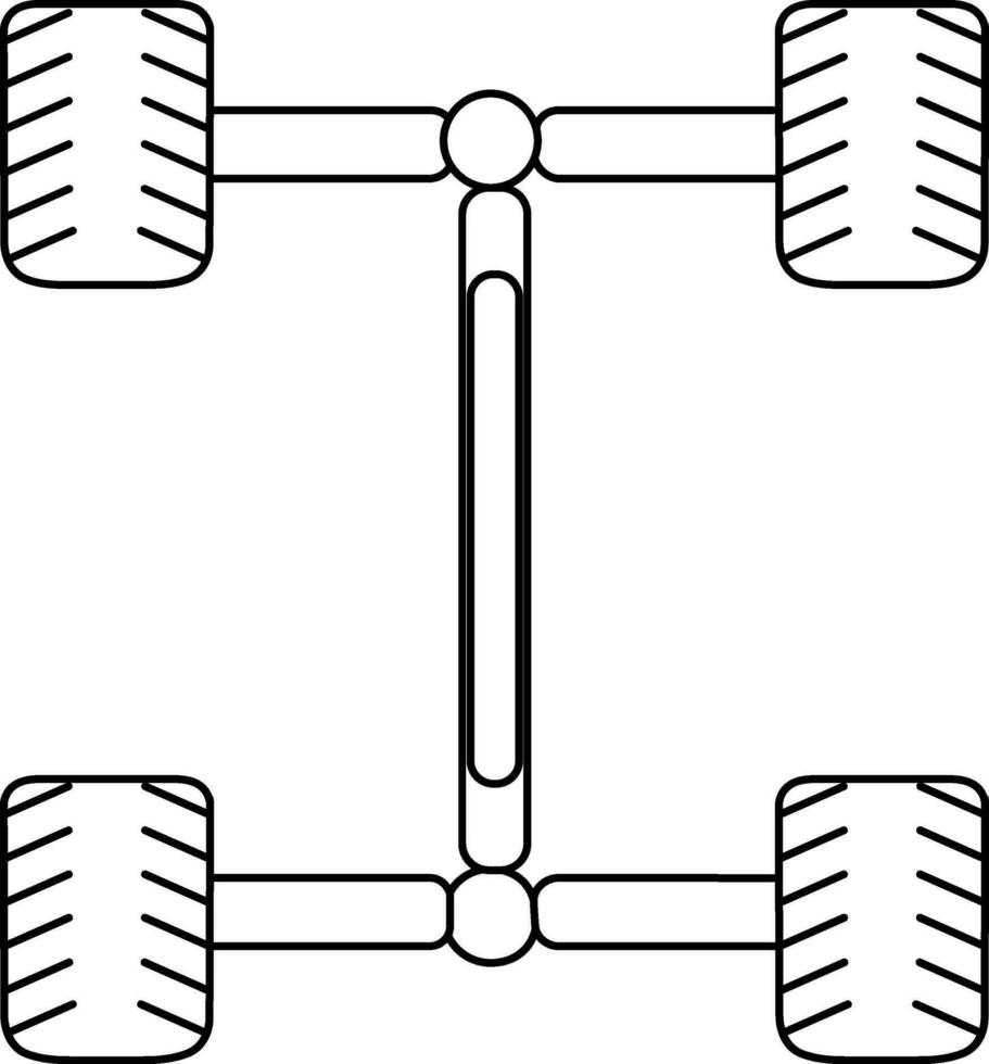 negro línea Arte ilustración de un chasis icono en plano estilo. vector