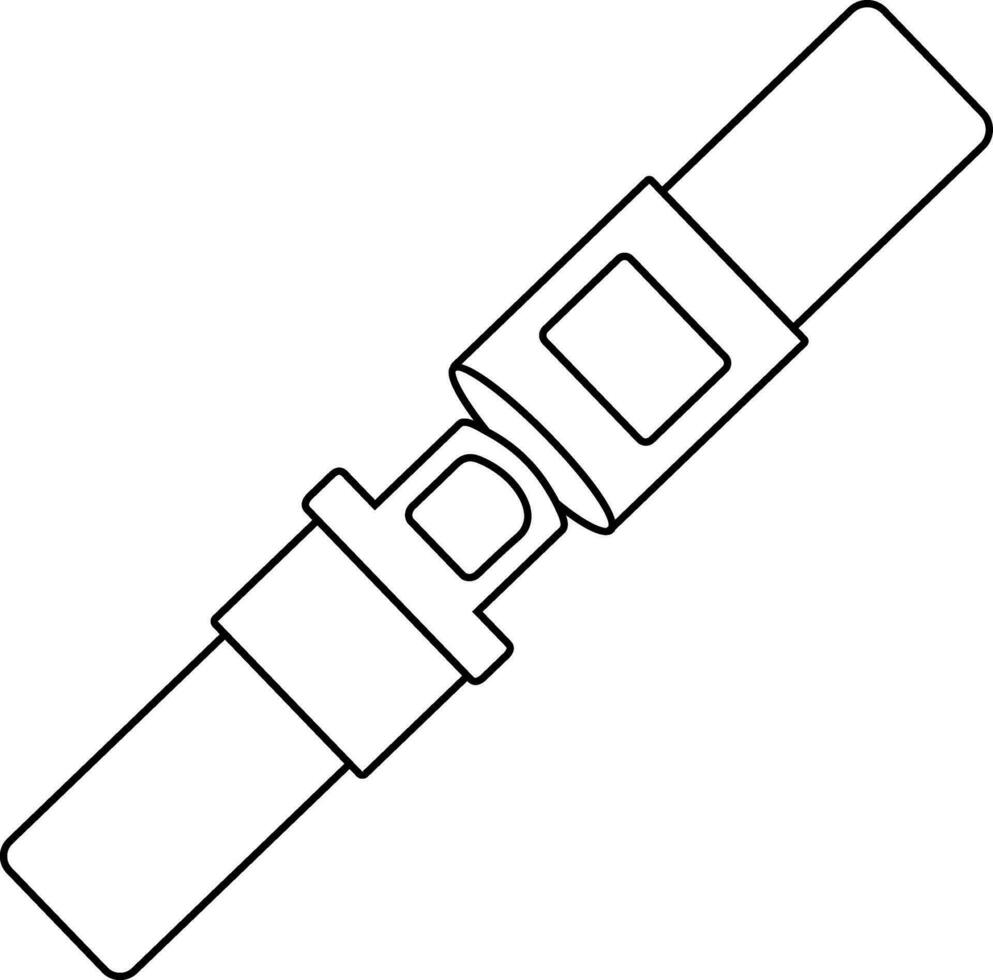 Flat style seat belt in black line art. vector