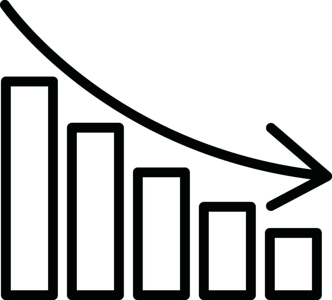 Line art Down Up Bar Chart with Arrow icon in flat style. vector