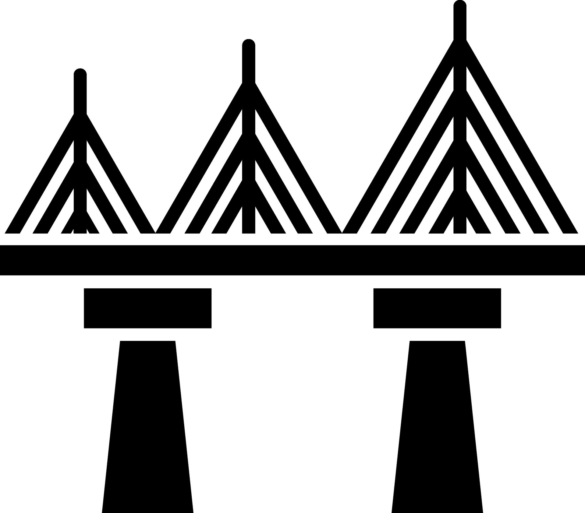Cablestayed bridge icon in Black and White color. 25009743 Vector Art