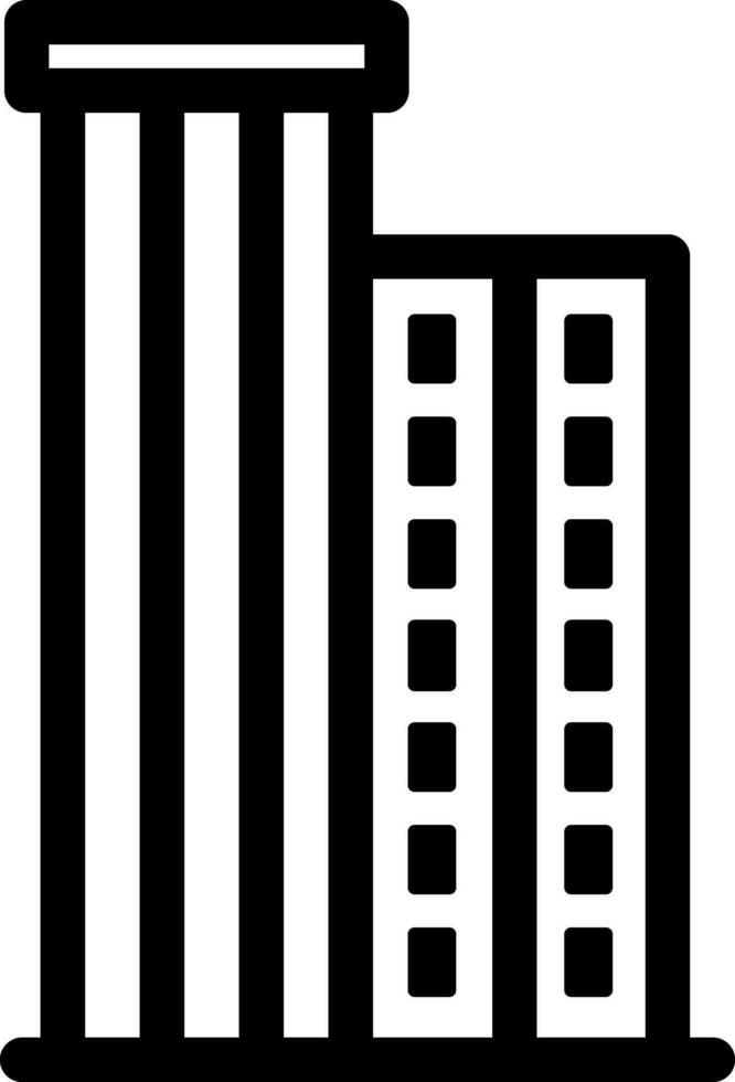 Apartment building icon in Black and White color. vector