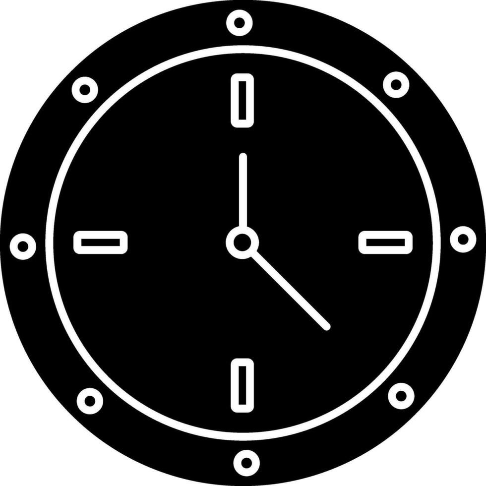 Isolated Black and White wall clock icon. vector