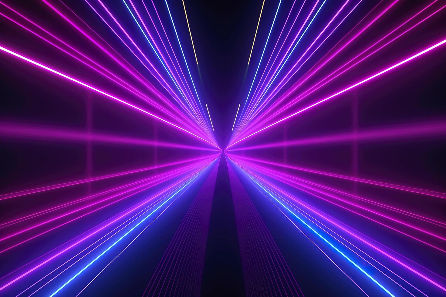 3d render, abstract simple neon background, ultra violet rays, blue and pink glowing lines, cyber network data, speed of light, space, and time strings. photo