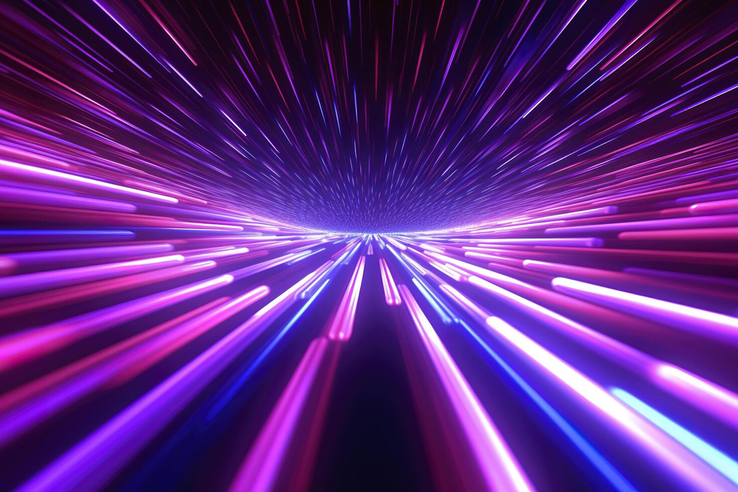 3d render, abstract simple neon background, ultra violet rays, blue and pink glowing lines, cyber network data, speed of light, space, and time strings. photo