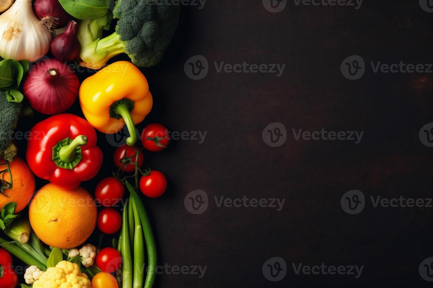 vegetable fresh table ingredient healthy dark food eco cooking vegetarian background. . photo