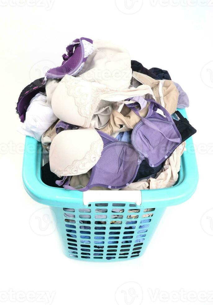 unwashed cloth in basket photo