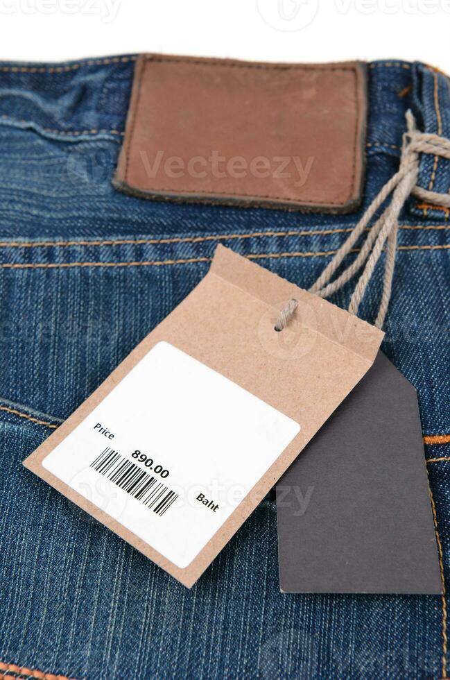 price tag with barcode on  jeans photo