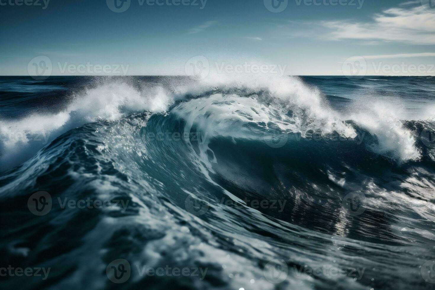 surfing sea crash nature liquid water wave cool blue ocean. Generative AI. photo