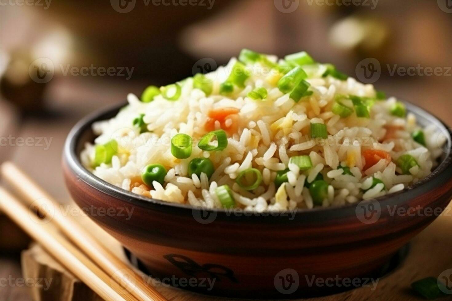 vegetal sano cena arroz comida chino comida frito arroz comer asiático. generativo ai. foto