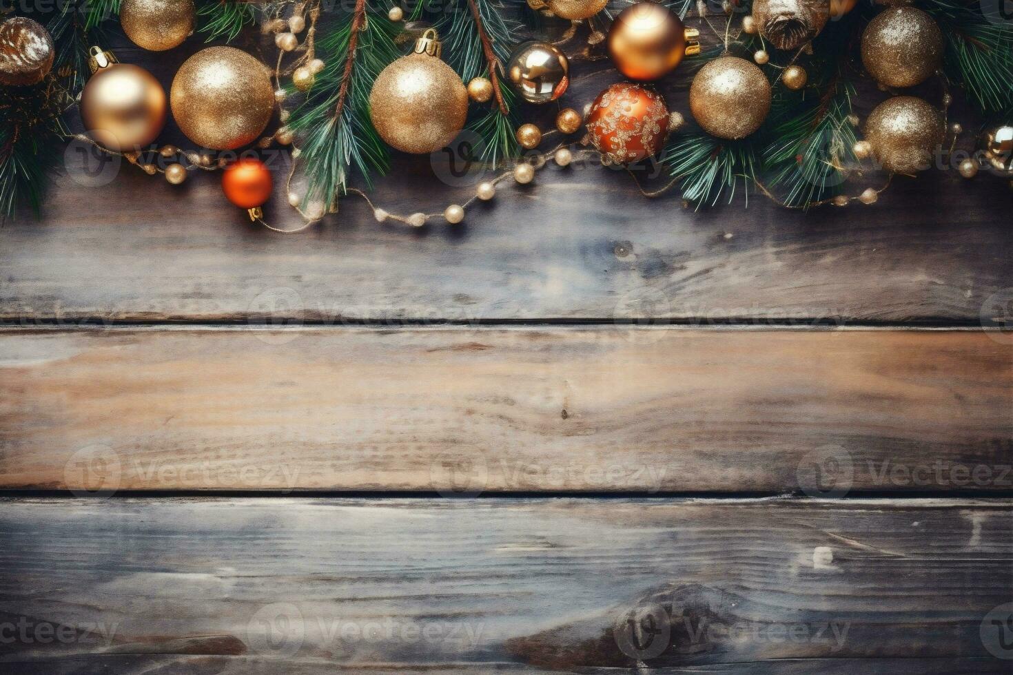snowflakes tree christmas new holiday card year background christmas xmas gold decoration. Generative AI. photo