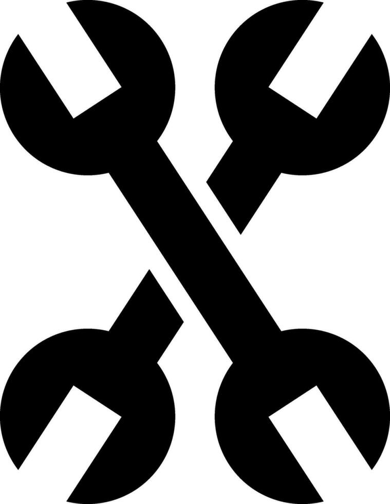 Glyph illustration of wrench for setting icon. vector