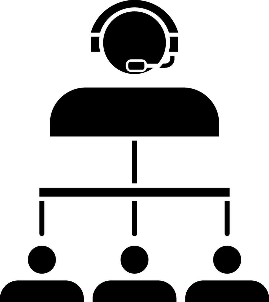 Flat style customer service in black color. vector