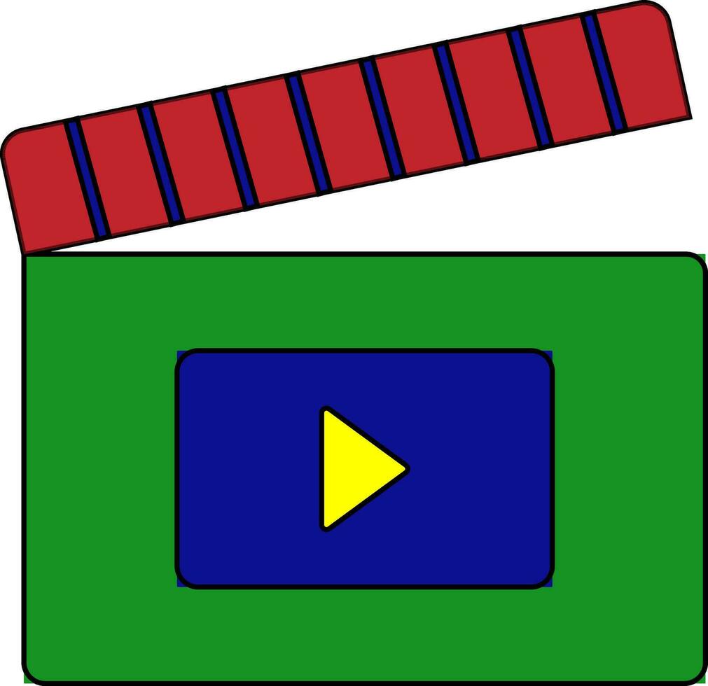 Illustration of a clapperboard in flat style. vector