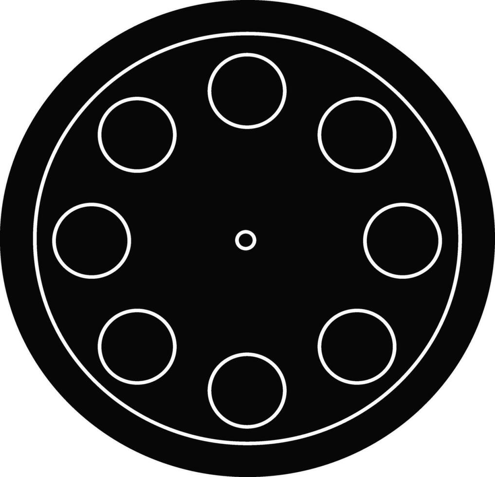 Black and white round film reel. vector