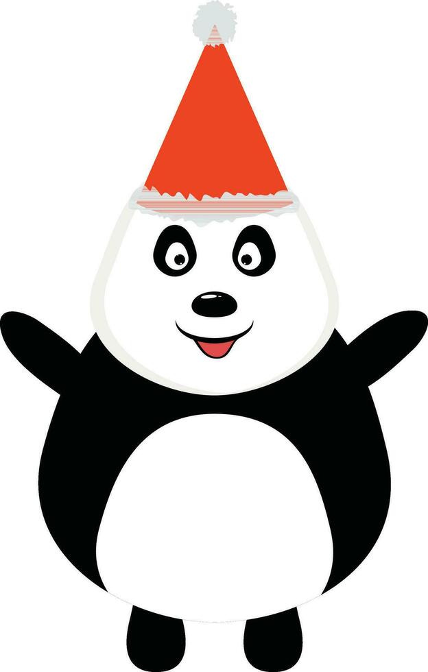 panda vistiendo Navidad Papa Noel claus sombrero. vector