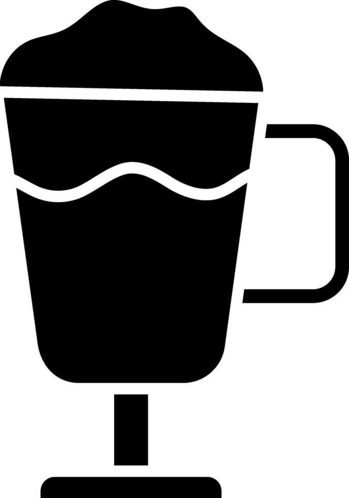 Latte glass with foam in Black and White color. vector