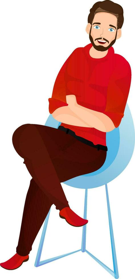 Isolated cartoon character of a man feeling happy. Emotion concept. vector