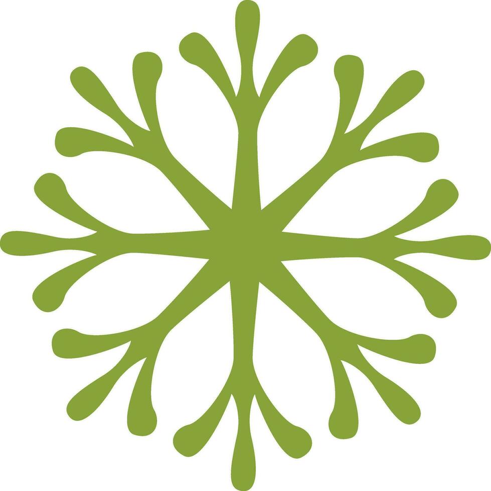 Flat snowflake icon in green color. vector