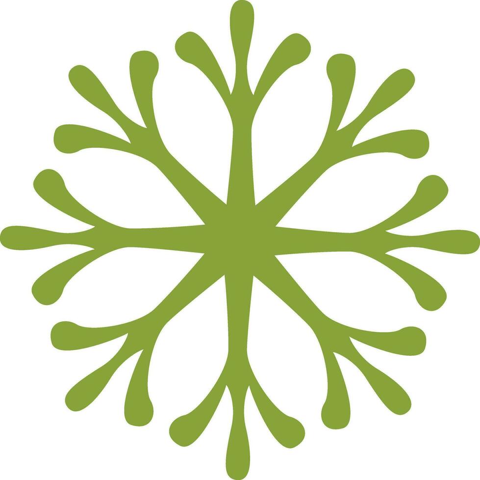 Flat snowflake icon in green color. vector