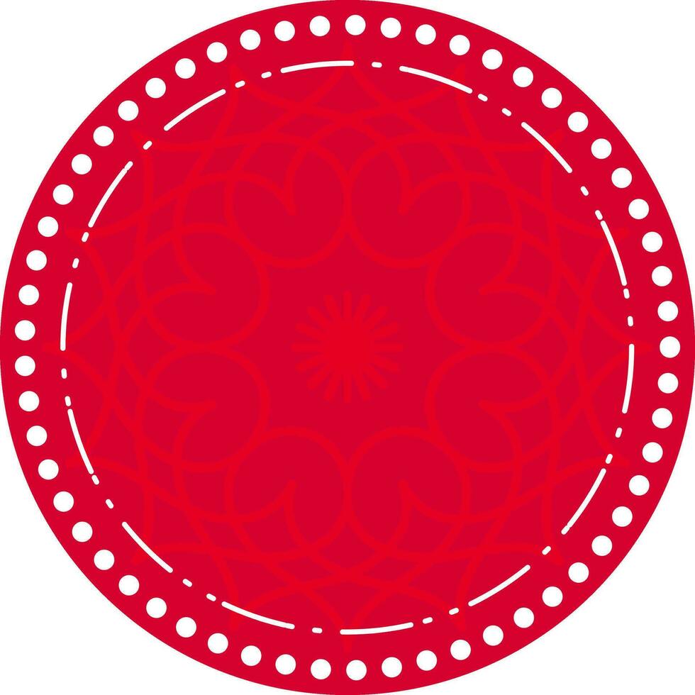 Floral circular frame in red and white color. vector