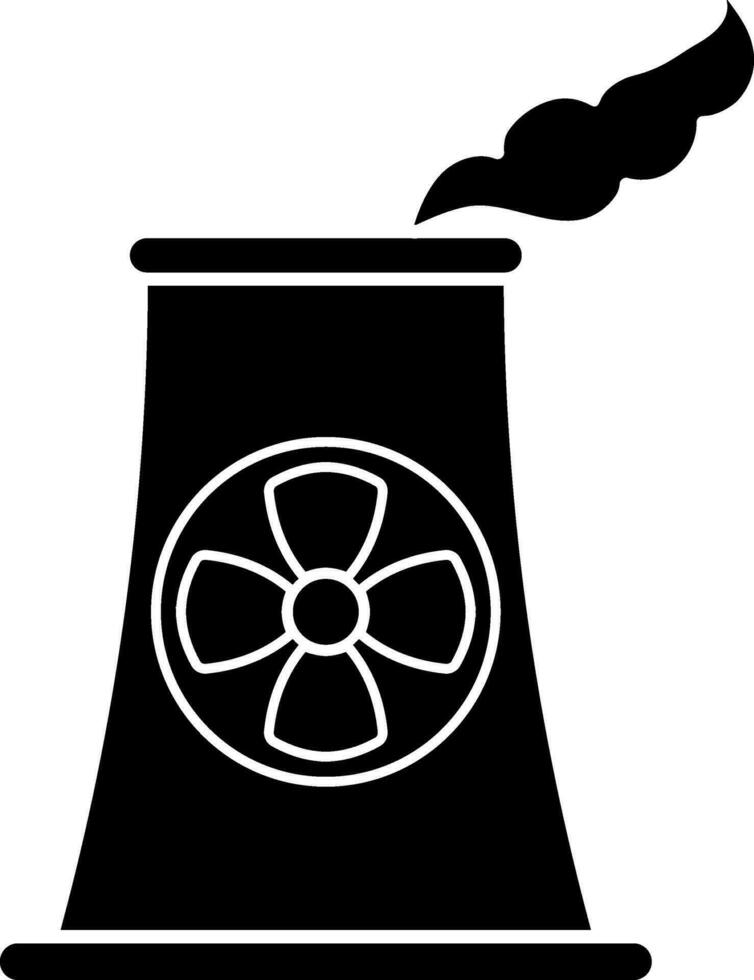 Black and White nuclear power icon in flat style. vector