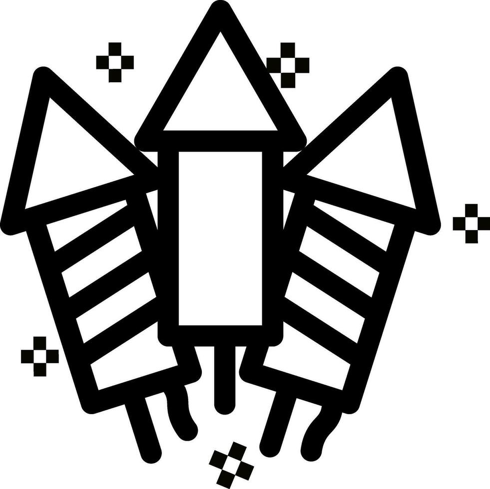 Flat style firecracker rocket icon in line art. vector