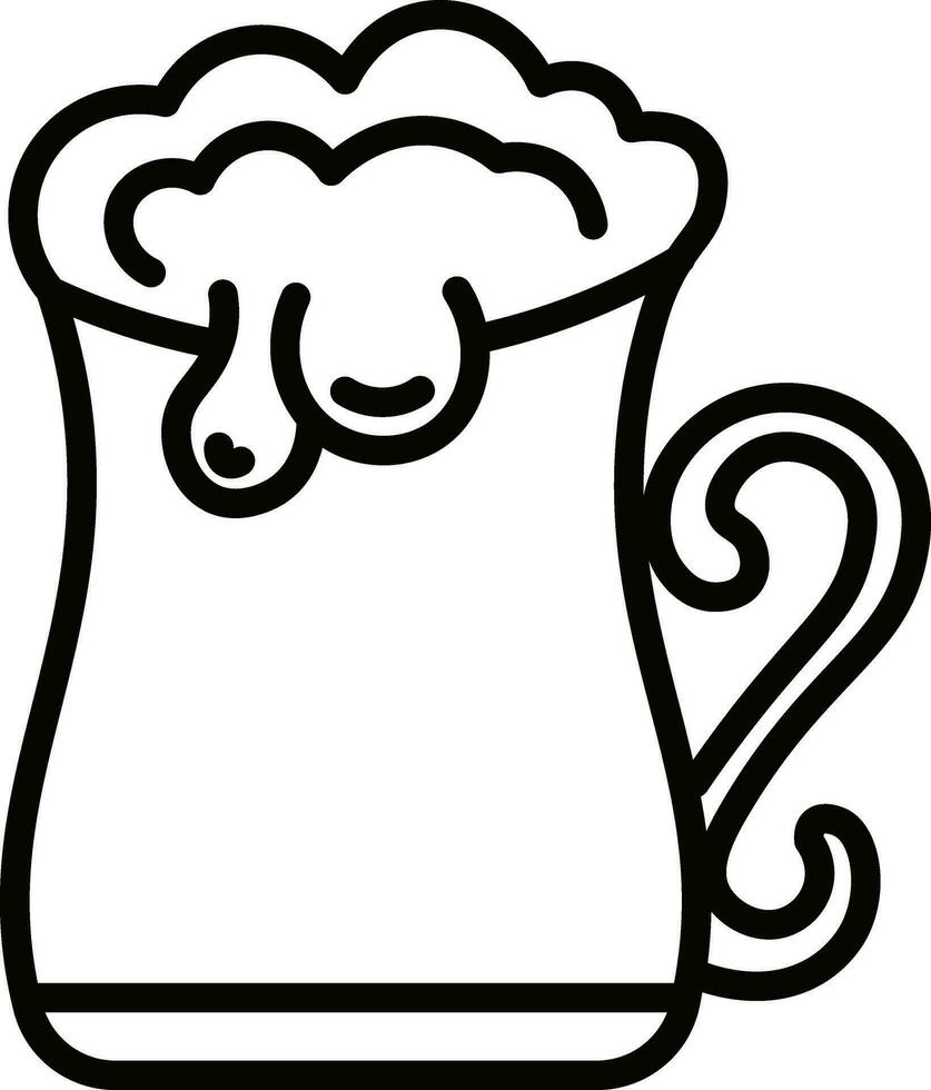 Line art beer mug icon in flat style. vector