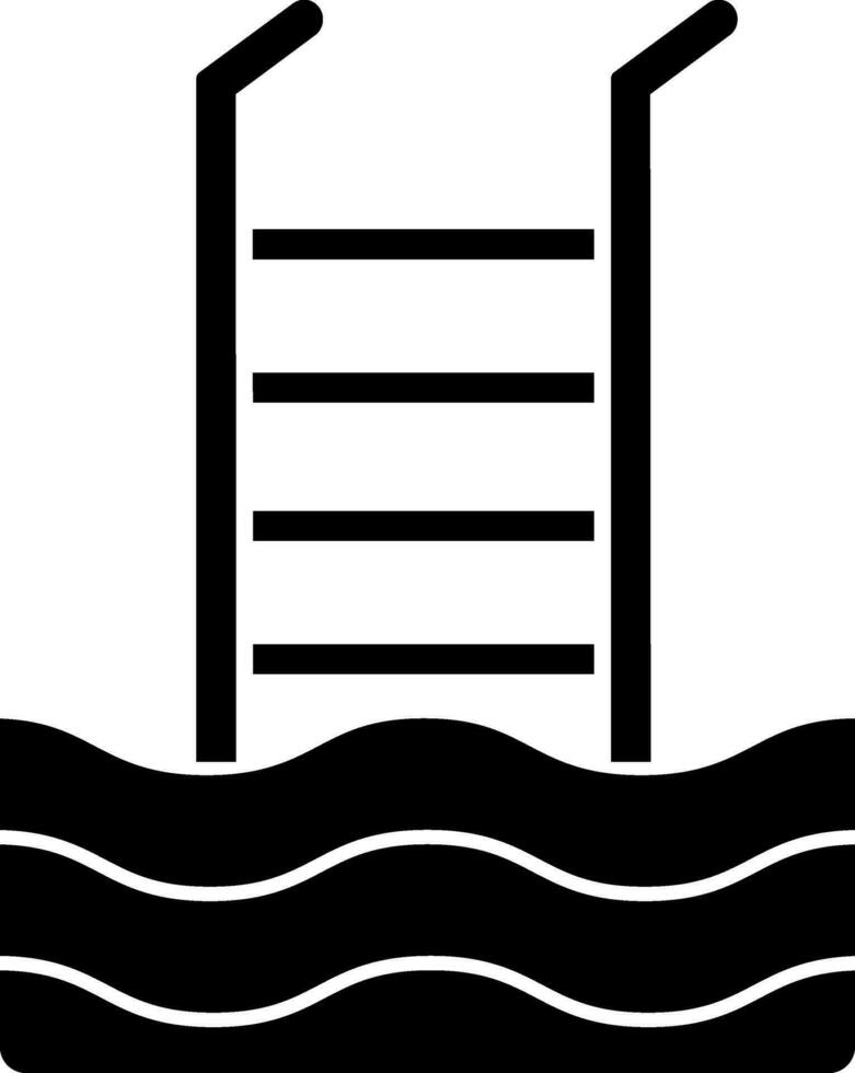 Glyph icon or symbol of swimming pool in Black and White color. vector