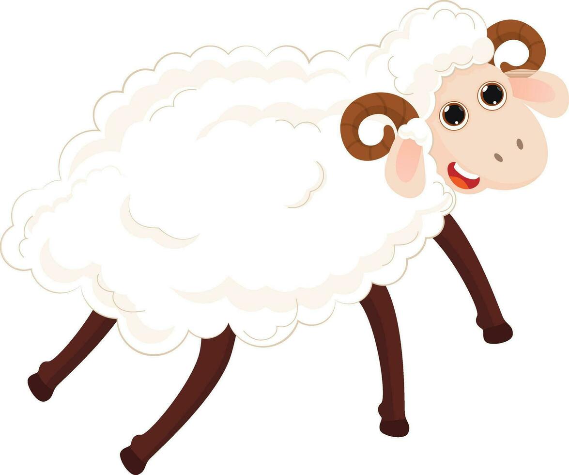 Cute cartoon of sheep on white background. vector