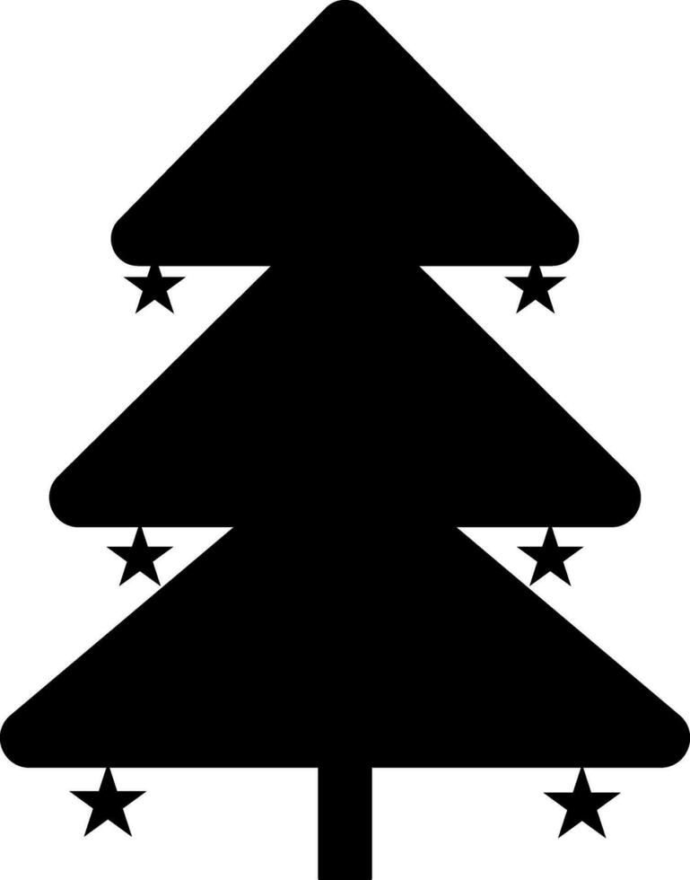 Black stars decorated christmas tree. vector