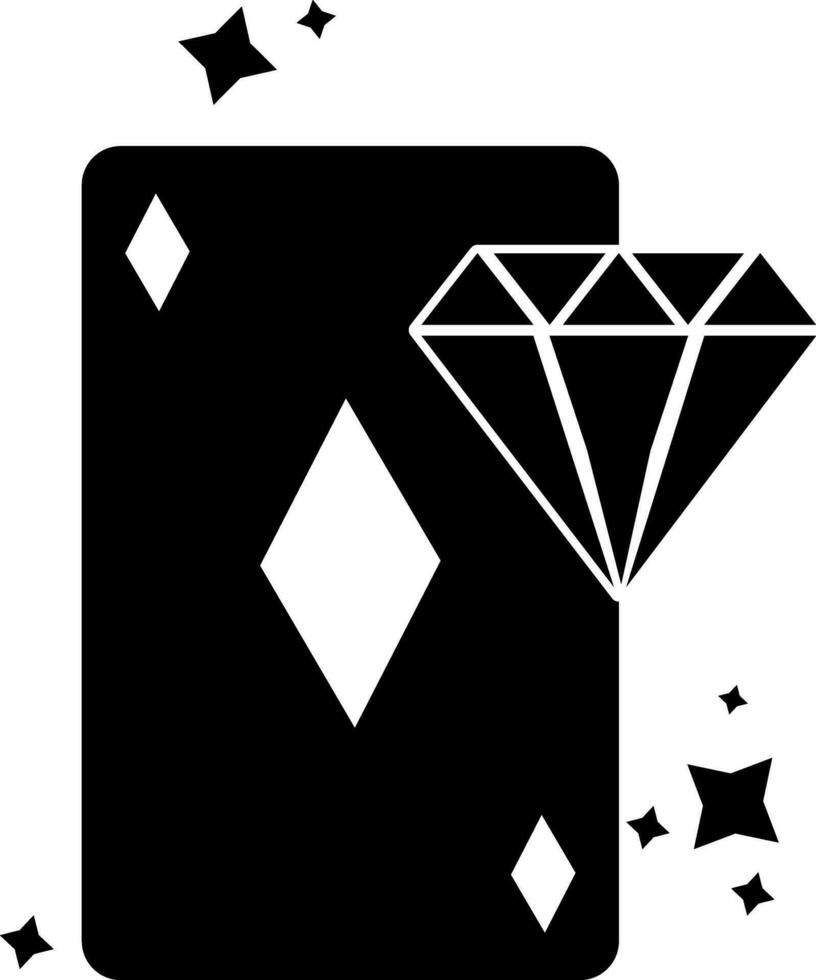 Diamond playing card icon in glyph style. vector