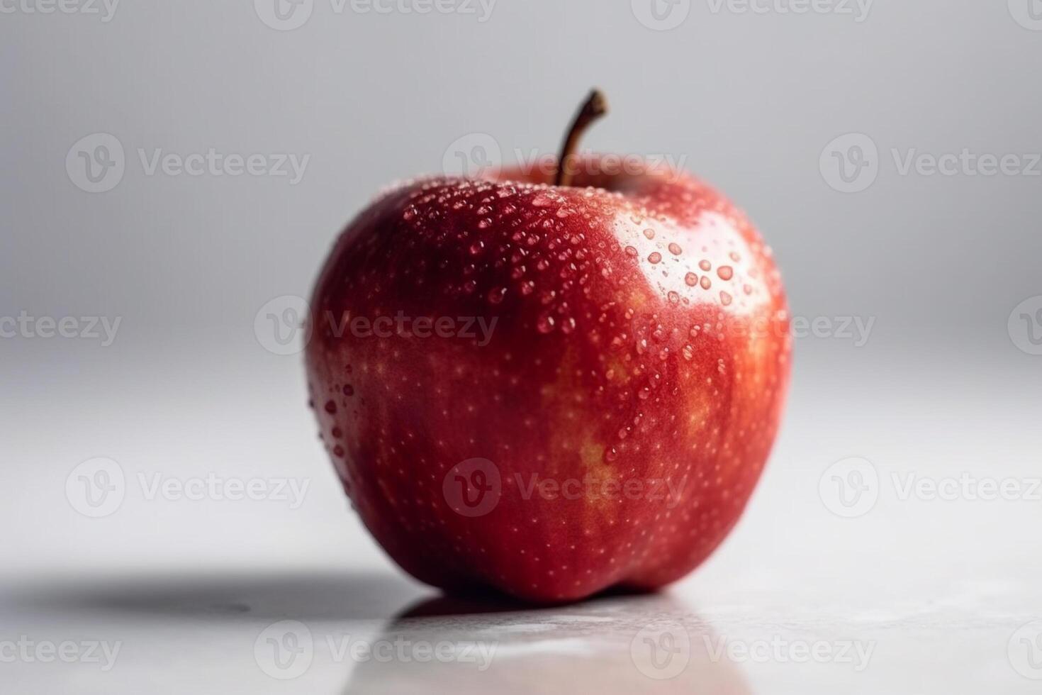 Red apple with water drops on a white background. 3d illustration photo
