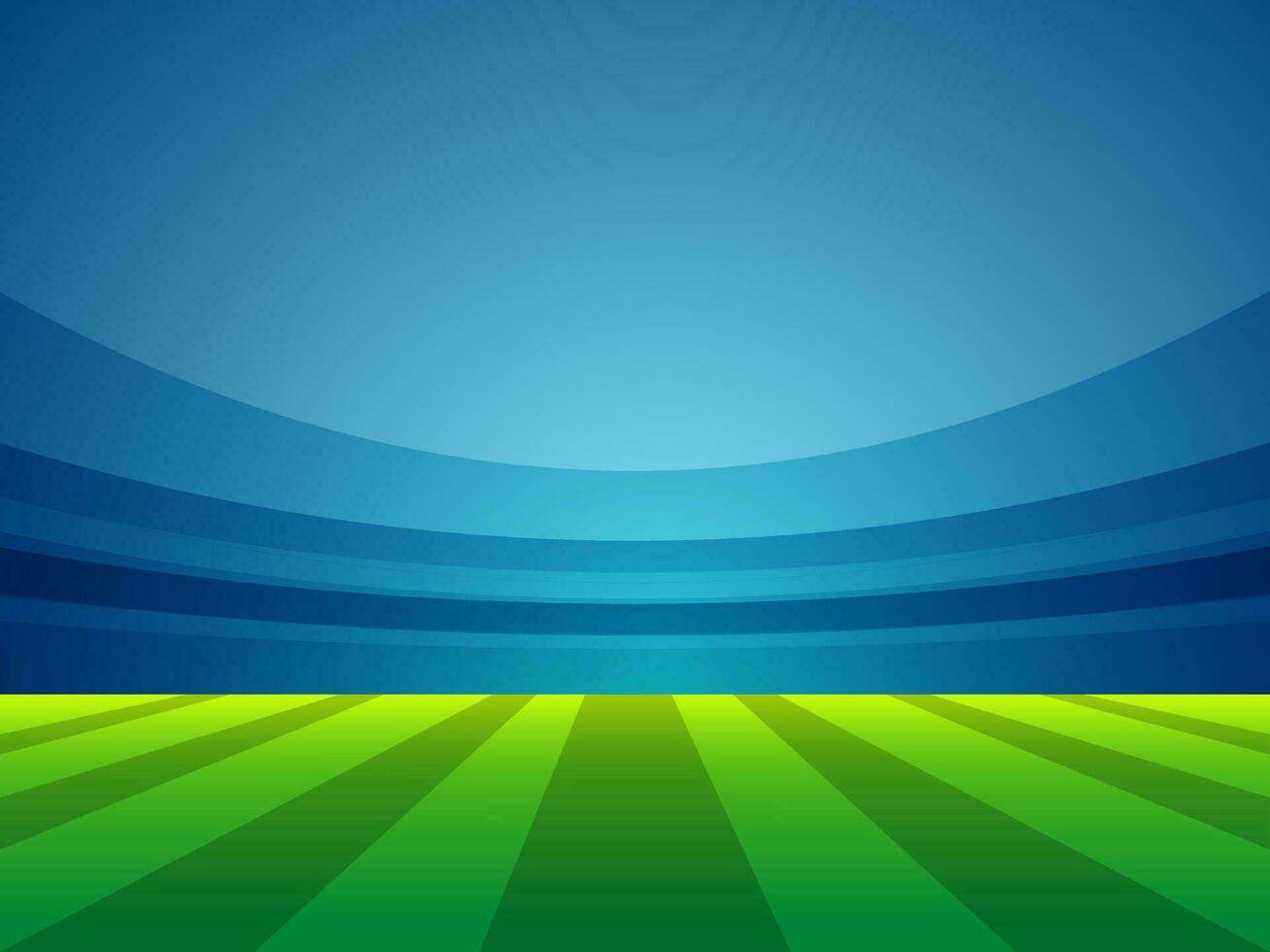 Night view of cricket stadium on shiny blue background. vector