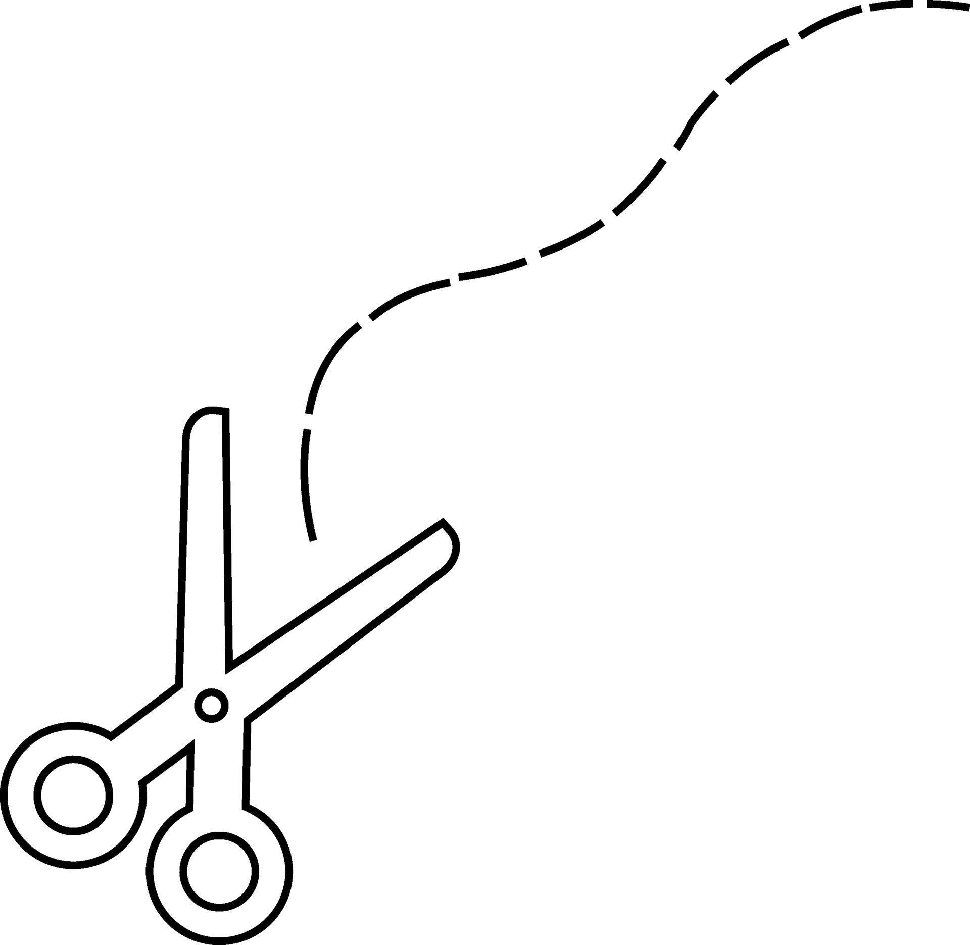 Stroke style of ribbon cut icon with scissor for cinema concept