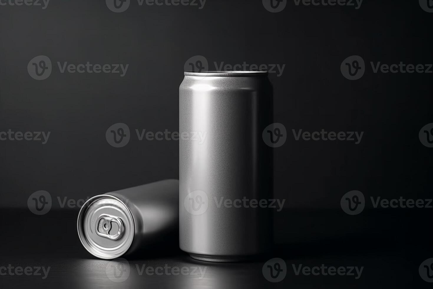 Aluminum can mockup isolated on black background. 3d render illustration photo