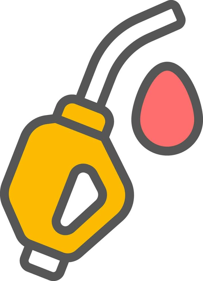 Red and yellow Fuel gun icon in flat style. vector